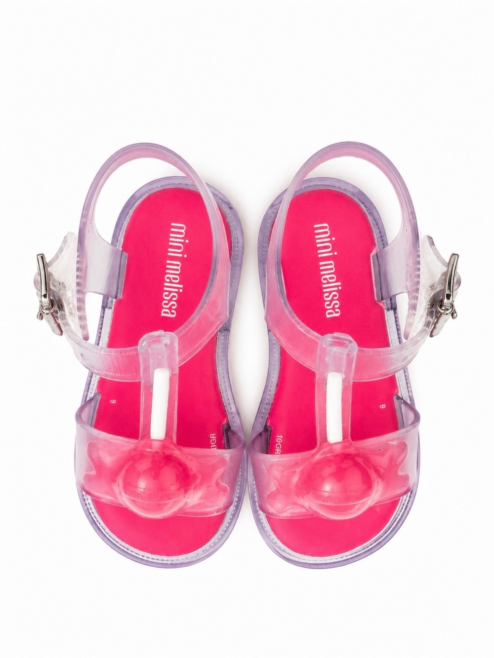 Mini Melissa Pink and Lollipop Jelly Sandals for Kids Size 6
